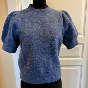 ENTIRE CLOSET NOW $10 PER ITEM! BR blue alpaca/wool puff sleeve sweater, size M
